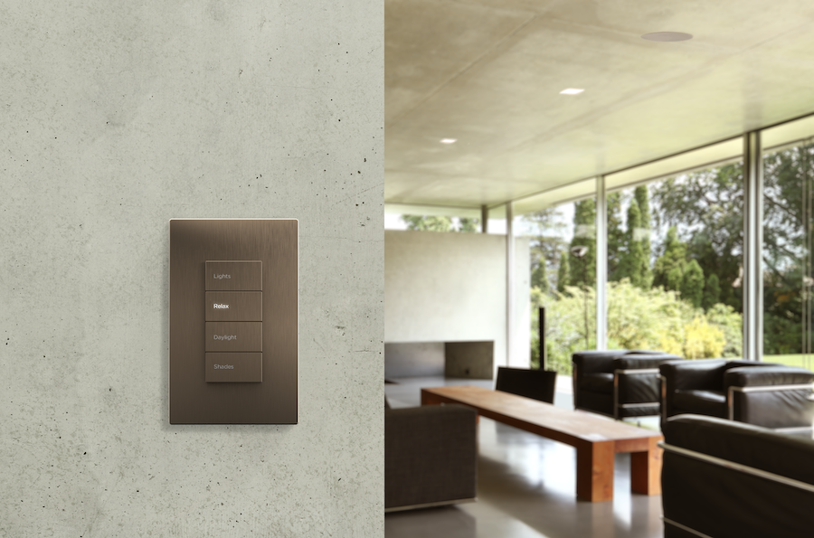 A beautiful Control4 lighting system with a wall control panel.